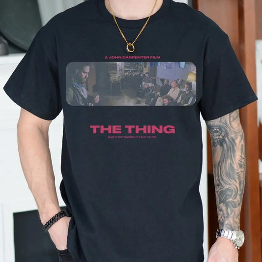 The Thing Movie T-Shirt, Garment-Dyed Horror Movie Memorabilia, The Thing Blood Test Scene John Carpenter, Sci Fi Shirt Memorabilia