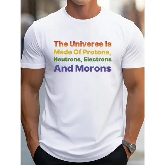 The Universe Is Made Of... Funny Print Tee Shirt, Tees For Men, Casual Short Sleeve T-shirt For Summer Made in USA...