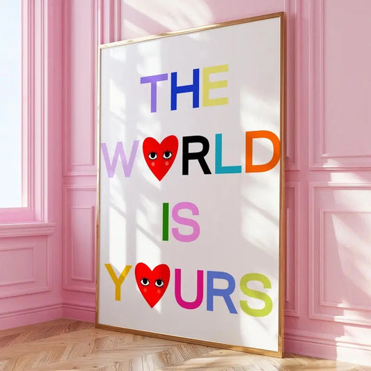 The World Is Yours Colorful Poster Print, INSTANT DIGITAL DOWNLOAD, Retro Fashion, Trendy Aesthetic Art, Dorm Bedroom Painting, Gallery Wall