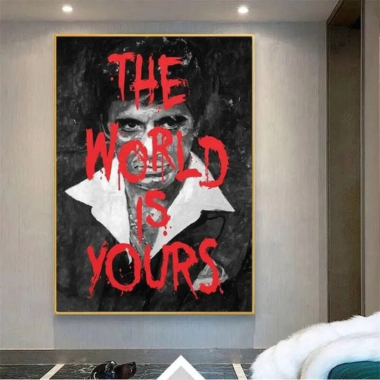 The World is Yours - Scarface Movie Poster Canvas Print - A Iconic and Stylish Wall Decor for Living Room