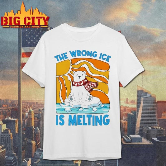 The Wrong Ice Is Melting Polar Bear Abolish Ice Cartoon Shirt