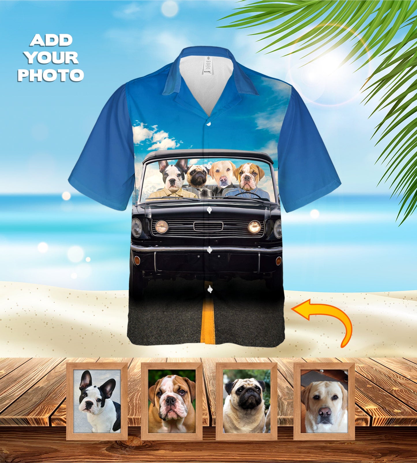Custom Hawaiian Shirt (The Classic Woofstang: 1-4 Pets)