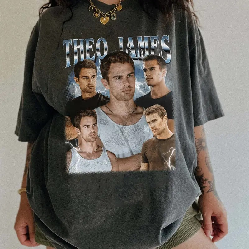 Theo James Divergent Comfort Colors Unisex Tshirt For Men- For Women, Y2K 90s Retro Celebrity Crush Movies Bootleg Tshirt, Style Fit Cotton Top