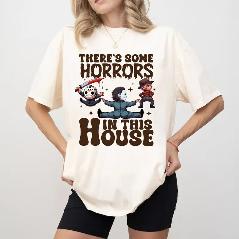 There's Some H0rors In This House Tshirt, Halloween Shirt, Halloween Season Gift Shirt, Sp0oky Season Gift Tee, Unisex...