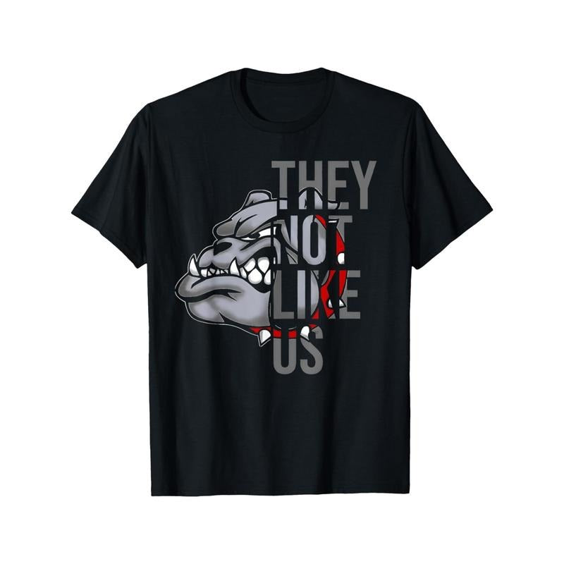 They Not Like US Funny Bulldog American Football Game Day T-Shirt Classic Cotton T-Shirt Timeless Style Staple Gift for Men Women Dad Mom Friends Made in USA