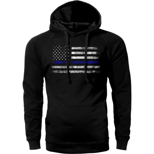 Thin Blue Line Flag Police Lives Hoodie Sweatshirt Cotton Fabric T-Shirts | InkThreadWorks.com
