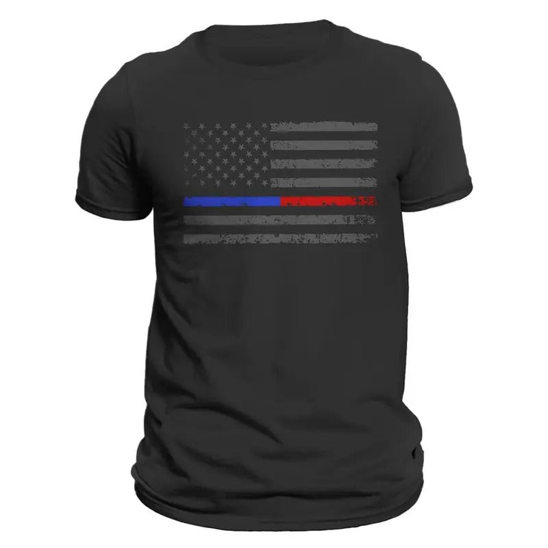 Thin Blue Red Line Flag 2.0 Men's T-Shirt Hoodie, Sweatshirt | InkThreadWorks.com