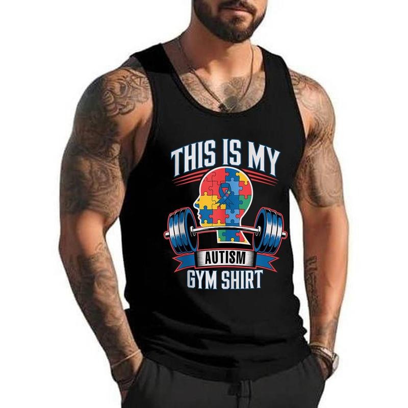 This Is My Autism Gym Shirt Puzzle Fitness Workout Unisex Tank Top, Cotton, Size S-3XL Hoodie, Sweatshirt