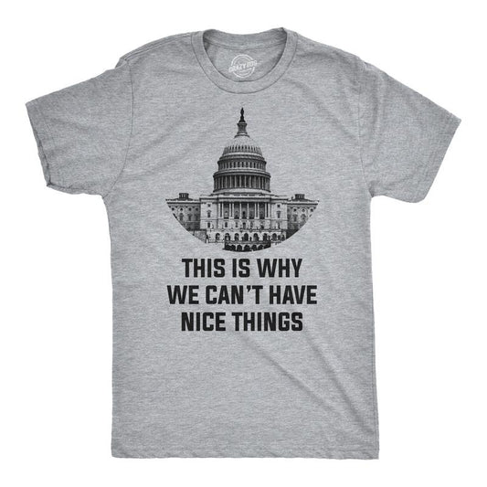 This Is Why We Can't Have Nice Things T Shirt Funny Anti Capitol Political Tee Mens Funny T Shirts Cool Vintage Fashion T-Shirt Gift Light Grey