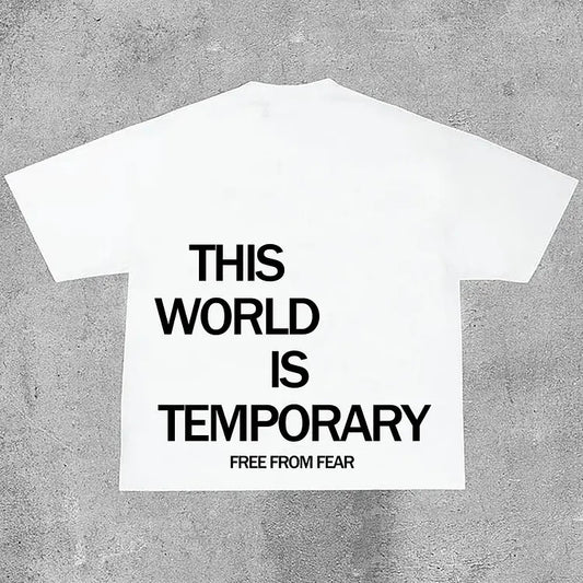 This World Is Temporary Print Cotton T-Shirt Hoodie, Sweatshirt | InkThreadWorks.com