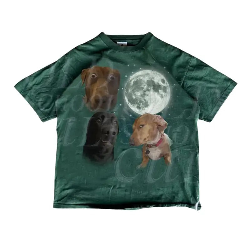 Three Dog Meme Moon T-Shirt, Funny Galaxy Dog Graphic T-shirt, Dog Party Shirts, Dog Lovers Gifts, Funny Meme Dogs Shirts