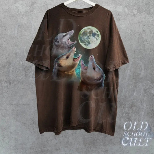 Three Possums Howling at Moon Vinatge Shirt, Retro Opossum Lover Tshirt, Funny Possum Tee, Distressed Cotton Unisex Tee,...