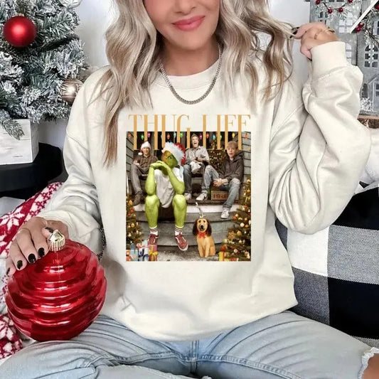 Thug Life Christmas Movie Sweatshirt, Christmas C0medy M0vies Friends, Movie Friends Shirt, Unisex Long Sleeve Crewneck, Fit Womenswear