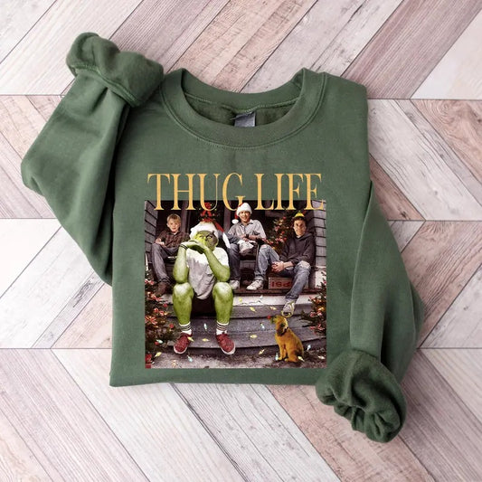 Thug Life Christmas Shirt, Christmas sweatshirt, Christmas movie sweater, holiday crewneck Christmas friends shirt, Xmas gifts For women