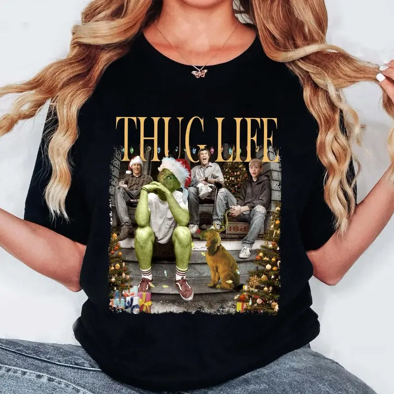 Thug Life Christmas Shirt, Green Xmas Shirt, Floral Christmas Mama, Cartoon Movie Xmas, Feelin Extra Today, Unisex Short Sleeve Tee Top Womenswear
