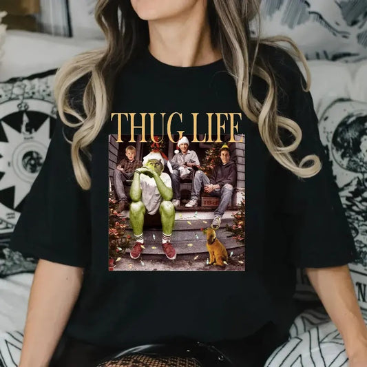 Thug Life Gr1nch Tshirt, Season Christmas Friends Tee, Spooky Babes Shirt, Coffee Lovers Gift, Unisex Short Sleeve Tee,...