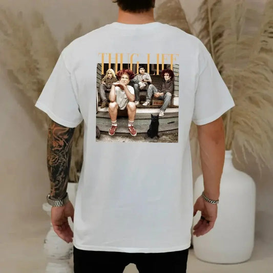 Thug Life Halloween On Back Shirt, H0cus P0cus Halloween Shirt, Retro Witches Movie Tee, Halloween Character, Unisex Short Sleeve Tee, Casual Clothing