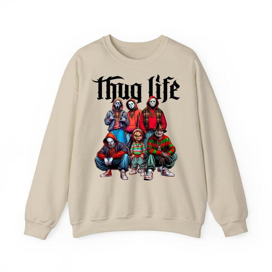 Thug Life Horror Movie Characters T-Shirt, Scream Michael Myers Ghost Face Shirt, Gifts Full Size, Full Colors, Sweatshirt Oversize for Men, Women