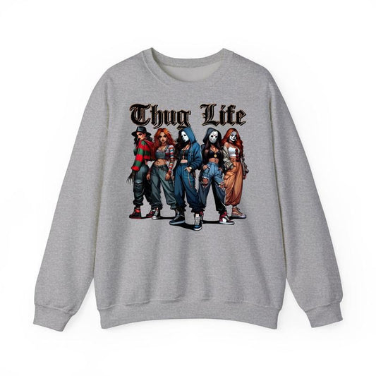 Thug Life Horror Movie Characters T-Shirt, Scream Michael Myers Ghost Face Shirt, Halloween Girls Horror Shirt, Funny Halloween Shirt