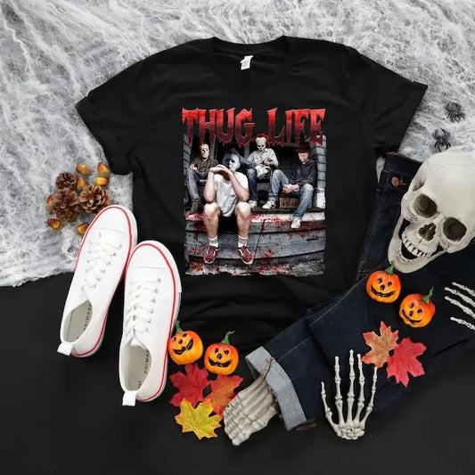 Thug Life Horror Movie Shirt, Halloween Scary Movies Shirt, Funny Horror Killers Shirt, Michael Myers Jason Voorhees Shirt, Freddy Krueger