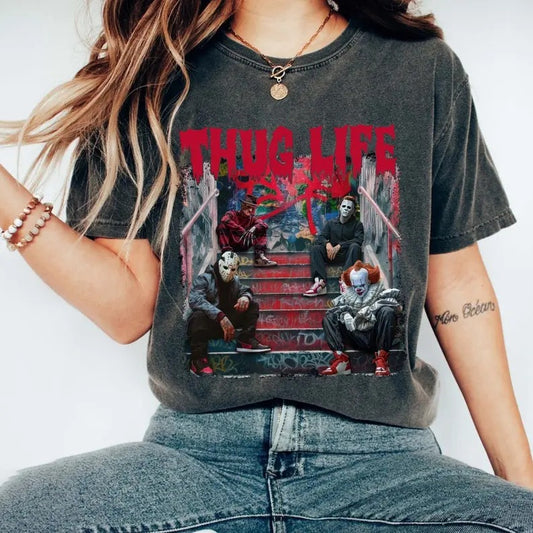 Thug Life Horror Movie Shirt, Movie Killer Shirt, Scary Halloween Sweatshirt, Horror Friend Tee, Retro Halloween Vibes Shirt