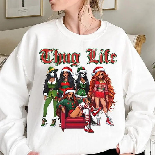 Thug Life Ladie Christmas sweatshirt,hoodie, La.dies Horror Character Xmas tshirt, Christmas Character sweatshirt, Funny...