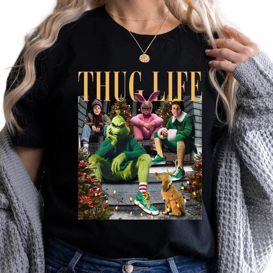 Thug Life Shirt, Merry Christmas Shirt, Christmas Movie Shirt, Christmas Thug Life Shirt Trendy Xmas Shirt Cotton Tee Unisex Top Love