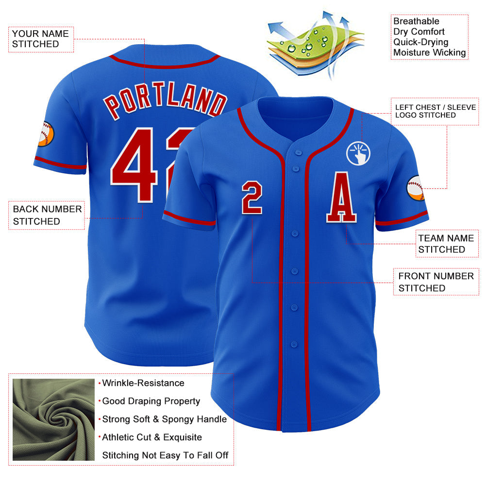 Custom Thunder Blue Red-White Authentic Baseball Jersey