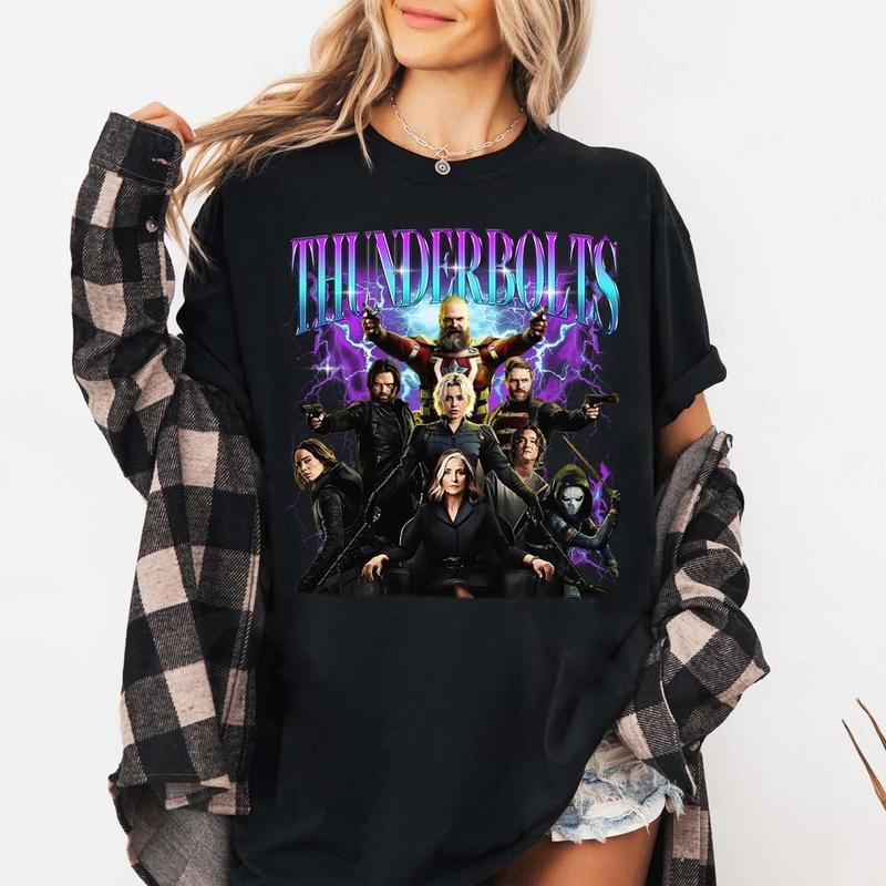 Thunderbolts Shirt, Thunderbolts MCU shirt, Yelena Belova Bucky Barnes Movie Fan Bootleg Tee T-Shirt