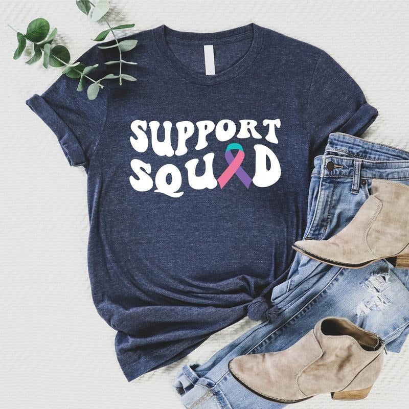 Thyroid Cancer Awareness Shirt, Matching Thyroid Warrior T-shirt, Cancer Support Gift Tee, Pink Blue Teal Ribbon...