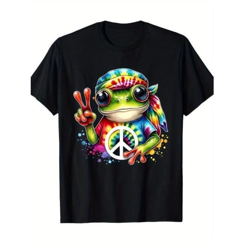 Tie Dye Frog Peace Logo Hippie T-shirt - 220g Made In USA Hoodie, Sweatshirt | InkThreadWorks.com