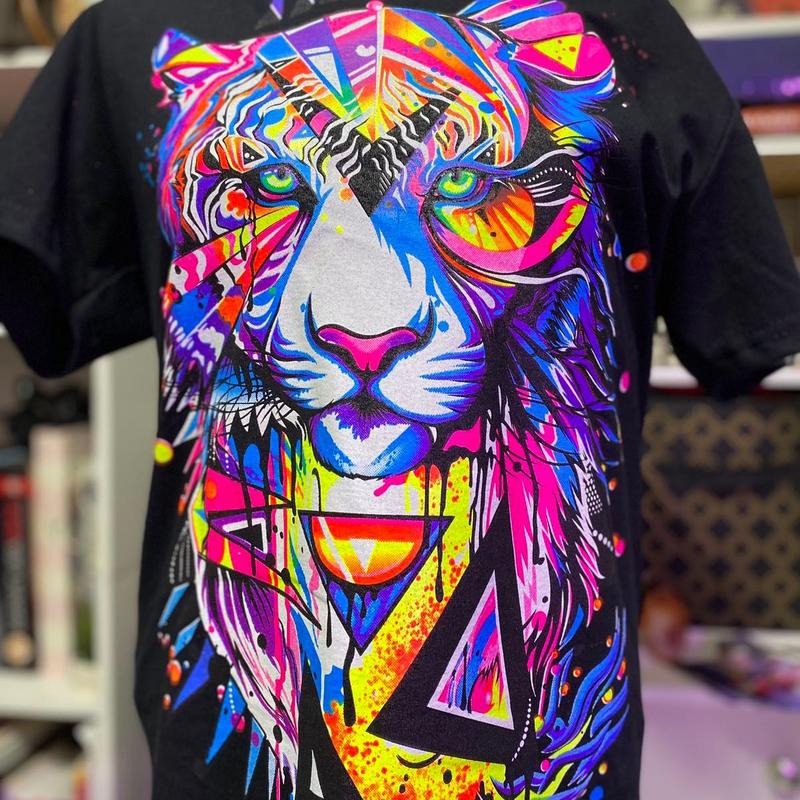 Tiger abstract Tee Cotton Casual Black Hoodie, Sweatshirt | InkThreadWorks.com