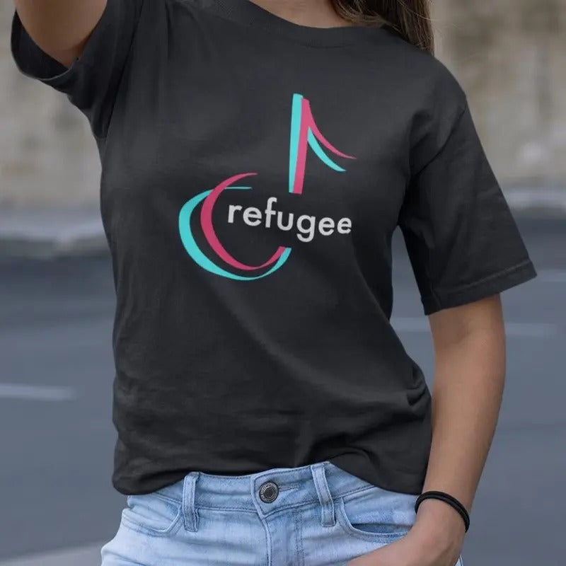 TikTok Refugee Shirt, Tiktok US Ban Shirt, Dark Humor Tee, Rednote Protest Shirt, Subtle Merch, Influencer Graphic Tee
