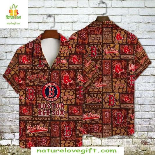 Boston Red Sox Hawaiian Shirt with Tiki Motifs Stylish Baseball Apparel