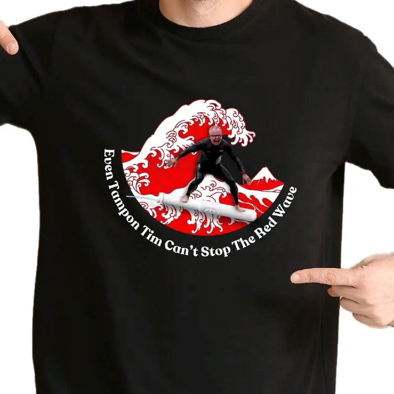 Tim Walz Red Wave Tshirt Cotton Menswear Soft t shirt funny meme Hoodie, Sweatshirt | InkThreadWorks.com