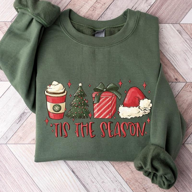 Tis The Season Christmas Crewneck Sweatshirt, Hoodie, T-shirt | InkThreadWorks.com
