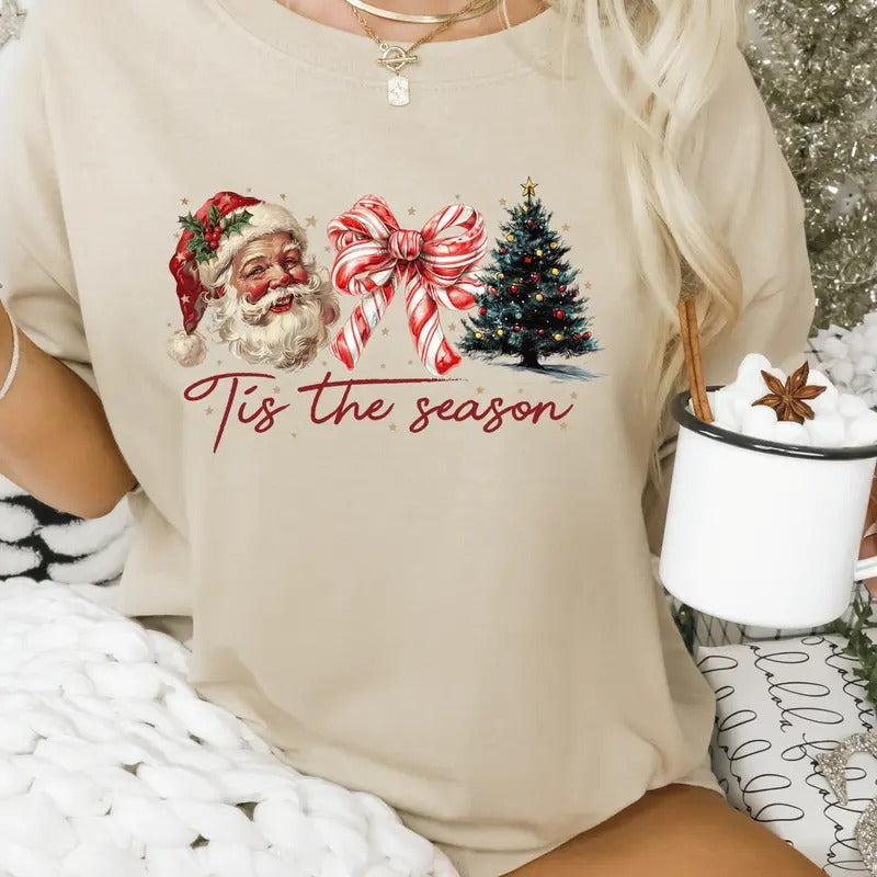 Tis The Season Christmas Shirt - Holiday Unisex Graphic Tee, Soft Unisex Short sleeve or Long sleeve Shirt