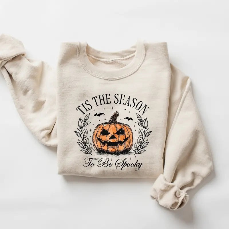 Tis The Season To Be Spooky Shirt, Halloween Sweatshirt, Spooky Season Shirt, Pumpkin Fall Shirt, Halloween Shirt,...
