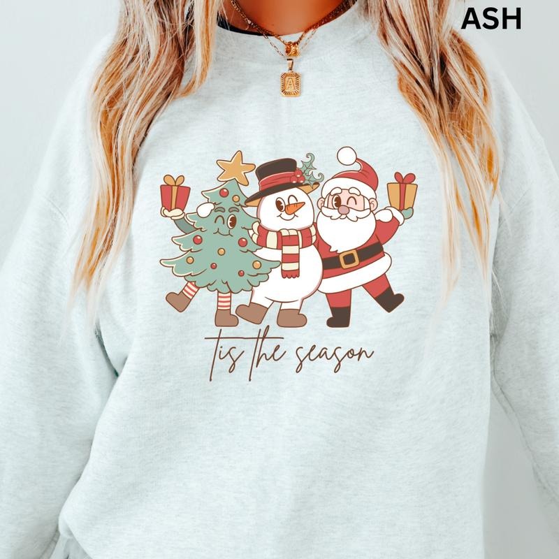 Tis the Season Christmas #5 Crewneck, Christmas Sweatshirt, Winter Season Graphic, Casual Cotton Crewneck, Polyester, Oversized