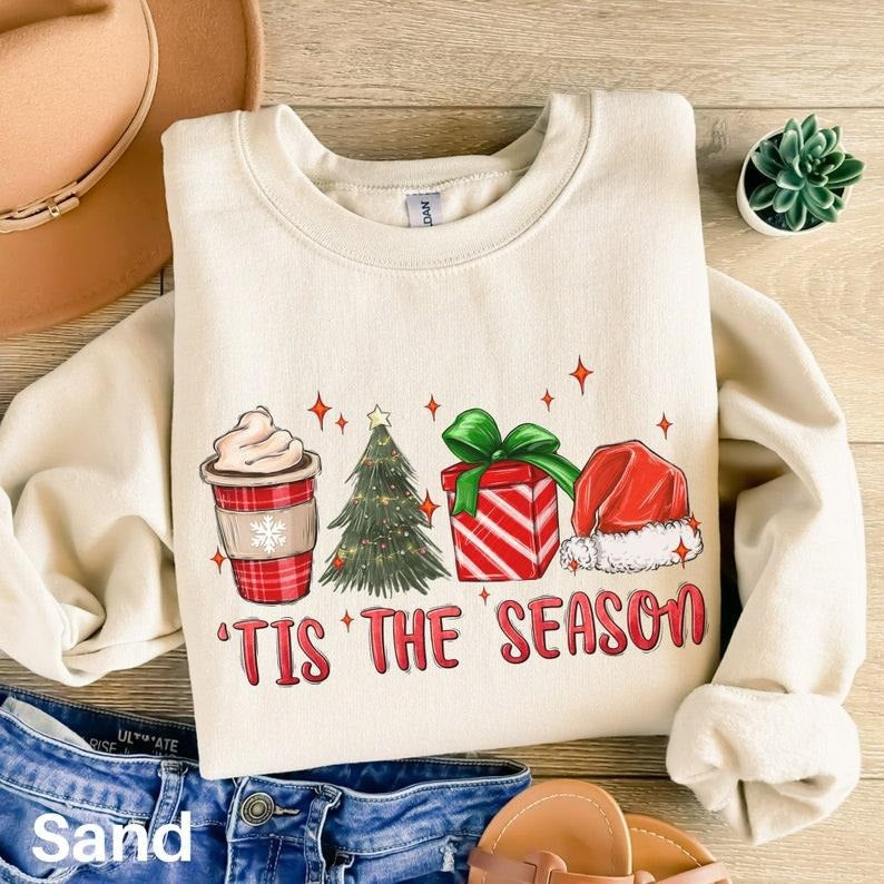 Tis the Season Sweatshirt, Christmas Sweatshirt, Crewneck Holiday Sweatshirt, Xmas Sweater, Holiday Party Shirt, Winter...