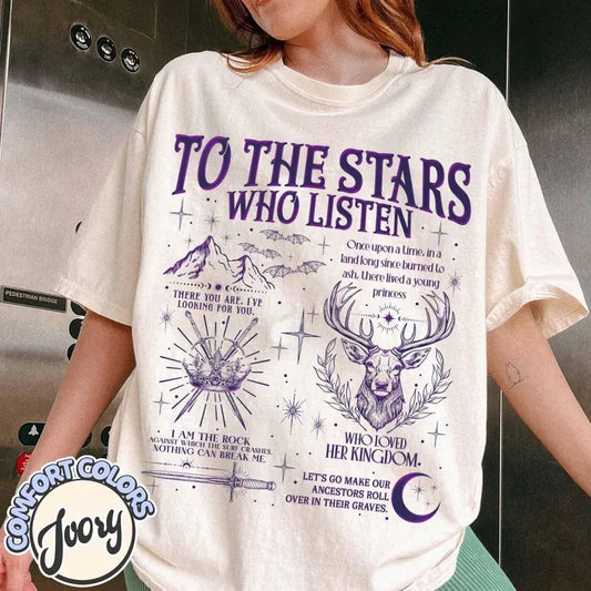To the Stars Who Listen Shirt, Acotar Velaris Shirt, Book Lover Gift, Fantasy Reader Gift, Night Court Shirt, Bookworm...