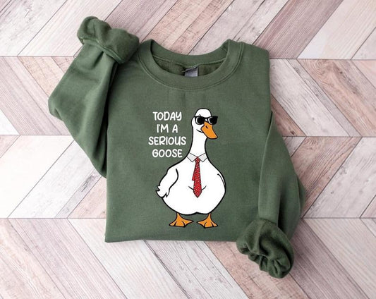 Today I'm A Serious Goose, Silly Goose Sweatshirt, Crewneck Sweatshirt For Women Breathable Hoodie Casual Comfort T-Shirts