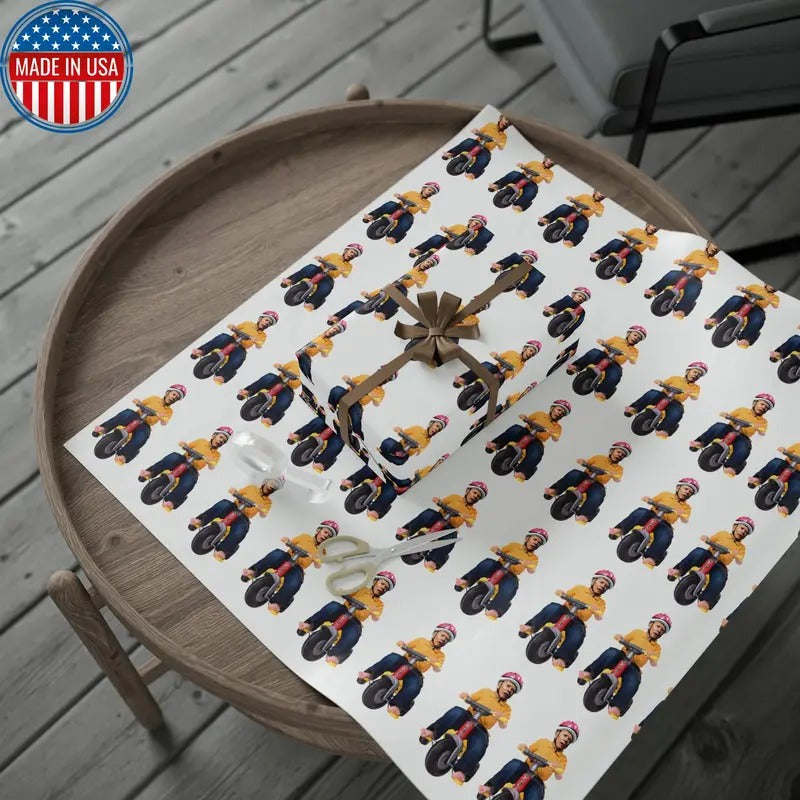 Toddler Biden Brandon Wrapping Paper - Funny Gift Wrap Biden Bike Gift Pro Trump Christmas Wrap Maga Let's Go Brandon...