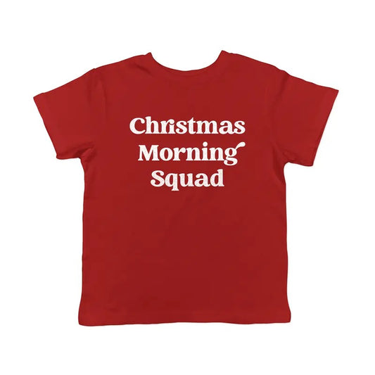 Toddler Christmas Morning Squad T Shirt Funny Xmas Party Family Novelty Graphic Tee For Children Funny Toddler Shirts Christmas Apparel for Toddler Childrens Graphic Tees Red