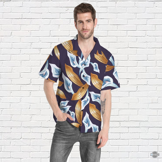 Tom Selleck Hawaiian Shirts For Sale 3D Printed Tom Selleck Magnum Pi Calla Lily Purple Aloha Beach Shirt And Shorts 80S Movie Cosplay Button Up Shirts