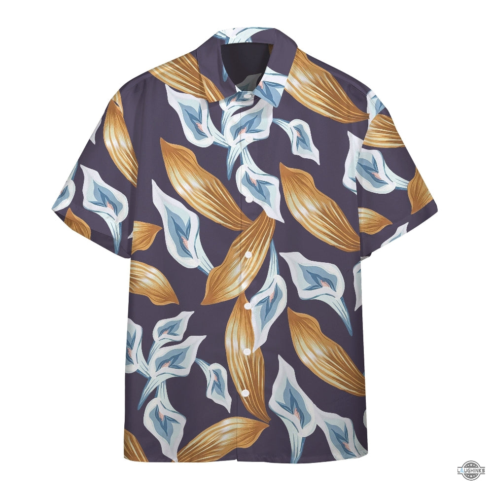 Tom Selleck Hawaiian Shirts For Sale 3D Printed Tom Selleck Magnum Pi Calla Lily Purple Aloha Beach Shirt And Shorts 80S Movie Cosplay Button Up Shirts