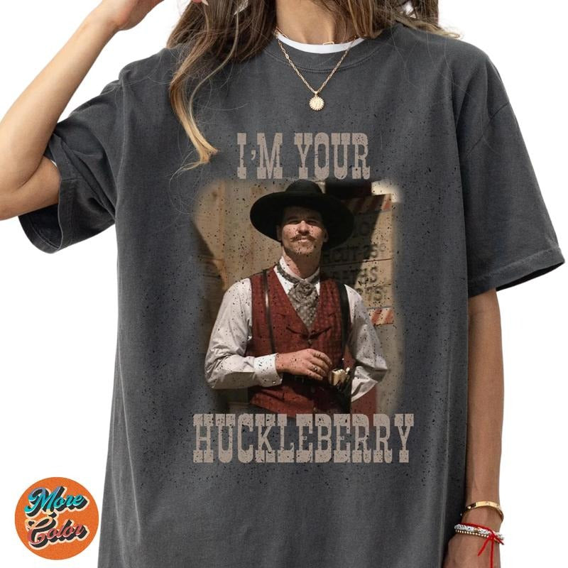 Tombstone Doc Holliday Shirt, Val Kilmer Old Western T-Shirt, Im Your Huckleberry Shirts, Cotton Unisex T-shirt, Crew...