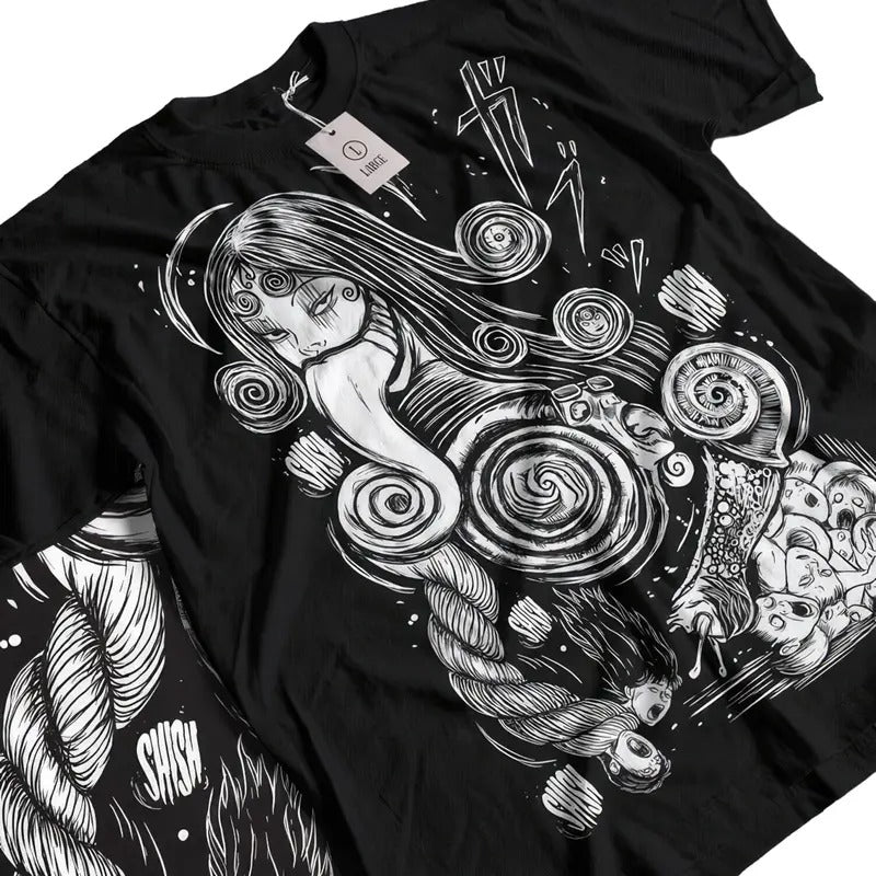 Tomie Junji Ito Uzumaki Horror Anime Manga T-Shirt Collection in Japanese Style