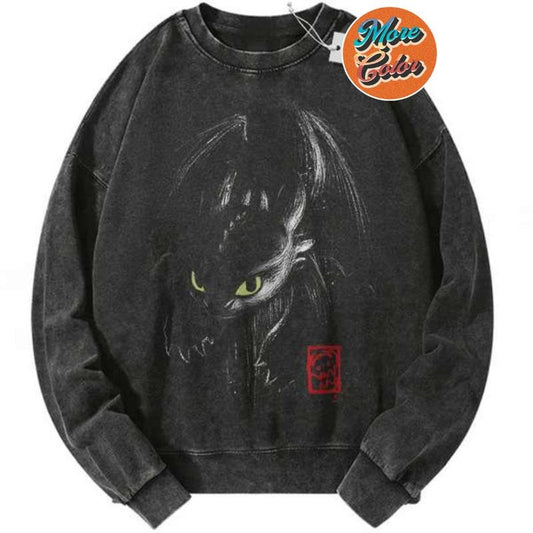 Toothless How to Train Your Dragon Anime Vintage Shirts, Cotton Unisex Sweatshirt, Crew Neck, Size S- 3XL, Menswear Top, Womenswear Top Underwear Streetwear