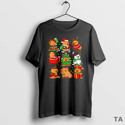 Top Christmas Capybaras 2025 Cute Style T Shirt Sweater Hoodie, Sweatshirt | InkThreadWorks.com